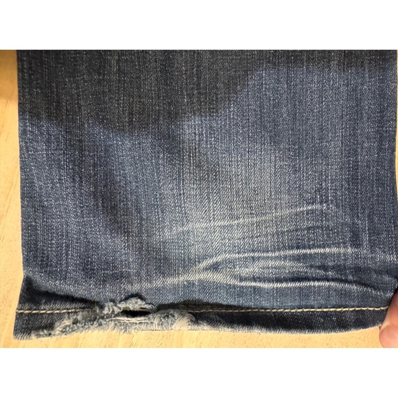 MEK Denim Jaipur Bootcut Jeans Womens 26x34 Dark Wash Distressed Y2K Embroidered - Picture 13 of 16